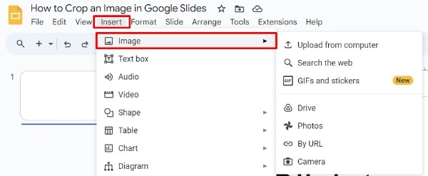 how to crop an image on Google Slides