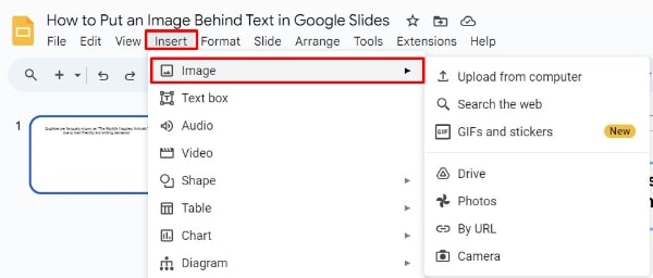 Google Slides how to put image behind text