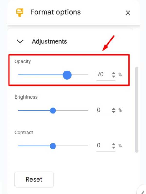 how to make a picture in Google Slides transparent