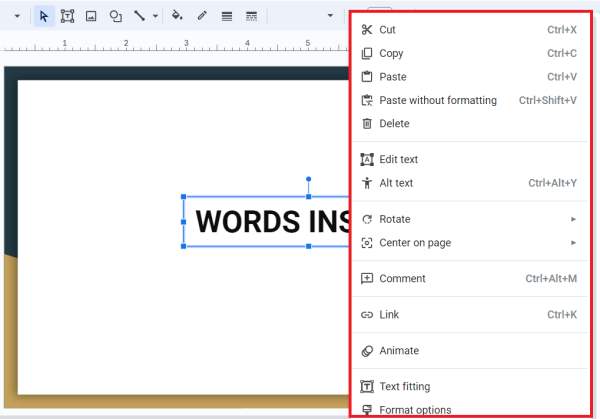 google slides rotate text