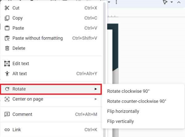 rotate text in google slides