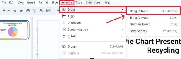 bring text to front Google Slides