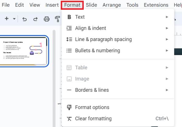 how to strikethrough text in Google Slides