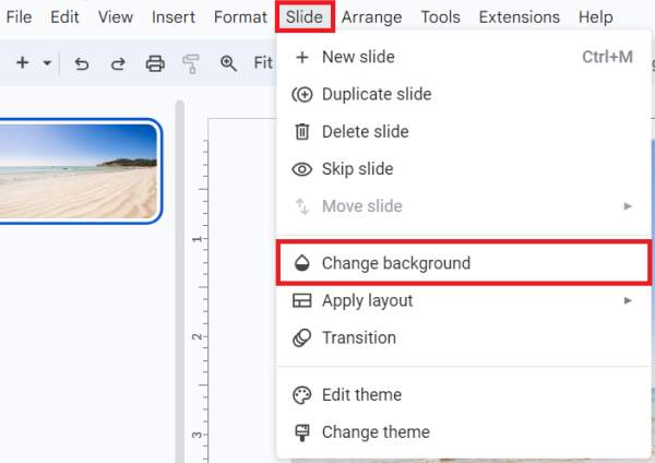 how to change background on Google Slides