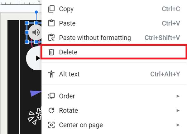 how to remove audio file google slides