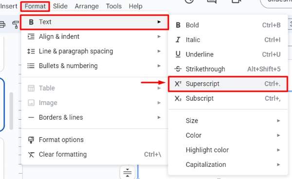 how to add footnotes on Google Slides