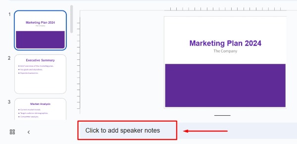 how to add presenter notes in Google Slides