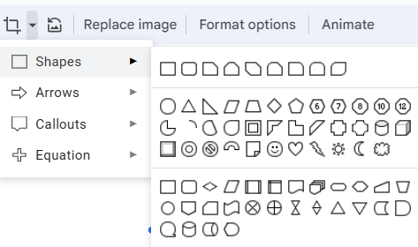 how to crop an image into a shape on Google Slides