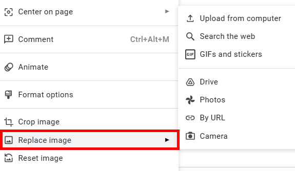 replace image Google Slides