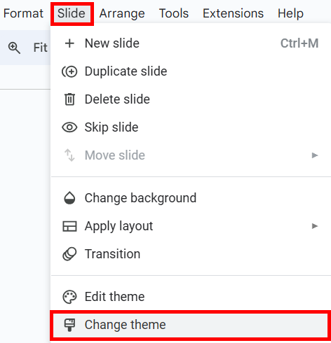 how to change theme on google slides