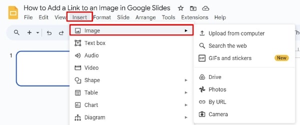 how to add a link to an image in Google Slides