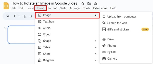 how to rotate an image in Google Slides