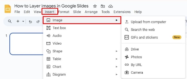 how to layer images on Google Slides