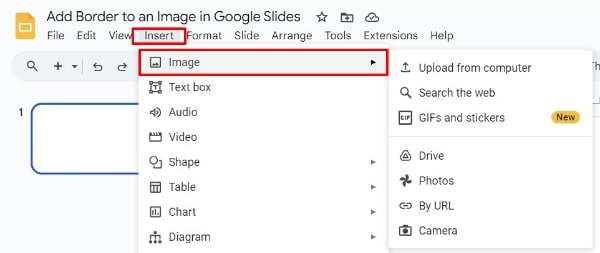 Google Slides add border to image