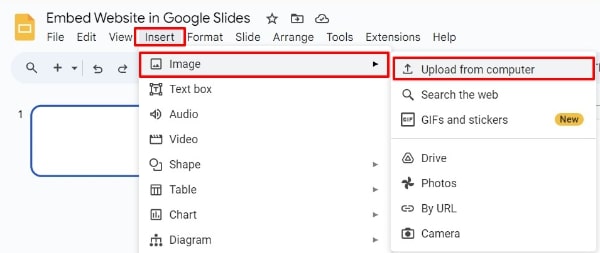 embed webpage in Google Slides