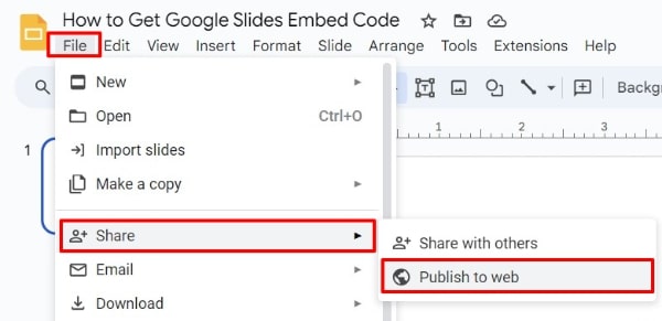 how to get embed code Google Slides