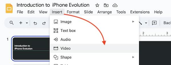 how to insert youtube audio into Google Slides