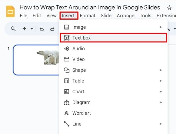 wrap text around image Google Slides