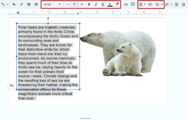 Google Slides wrap text around image