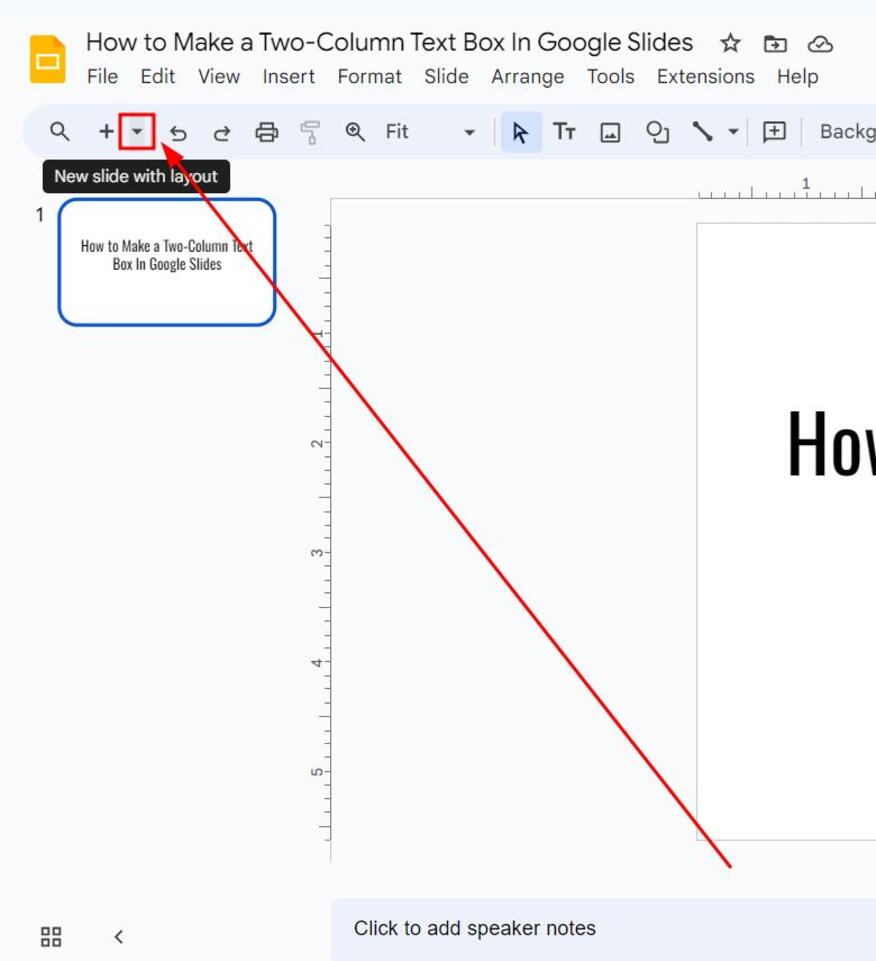 google slides text box columns