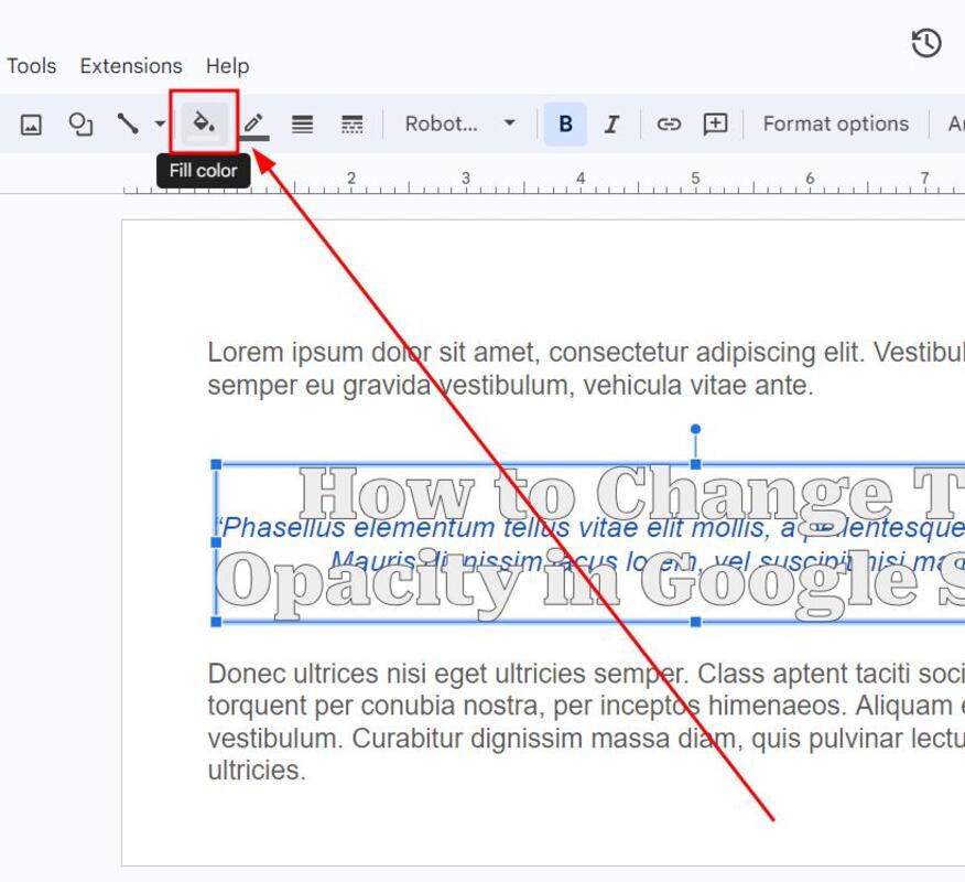 google slides transparent text