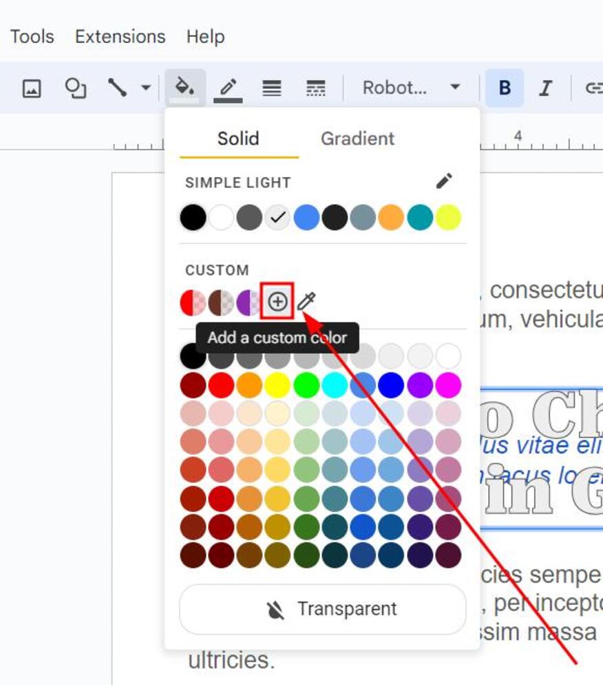 google slides text box background color transparency