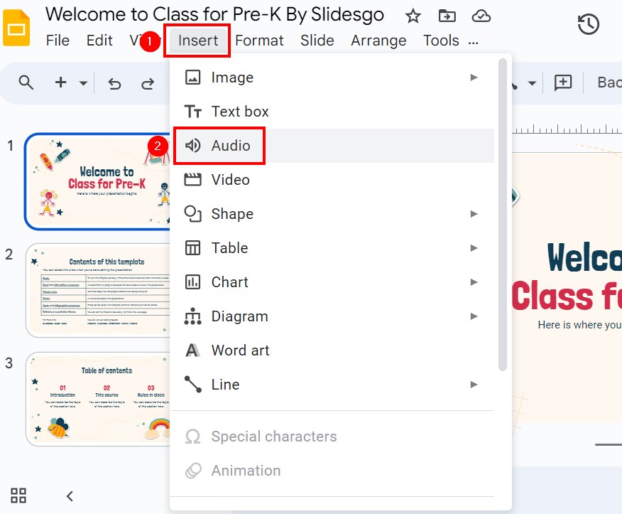 how to put music on google slides