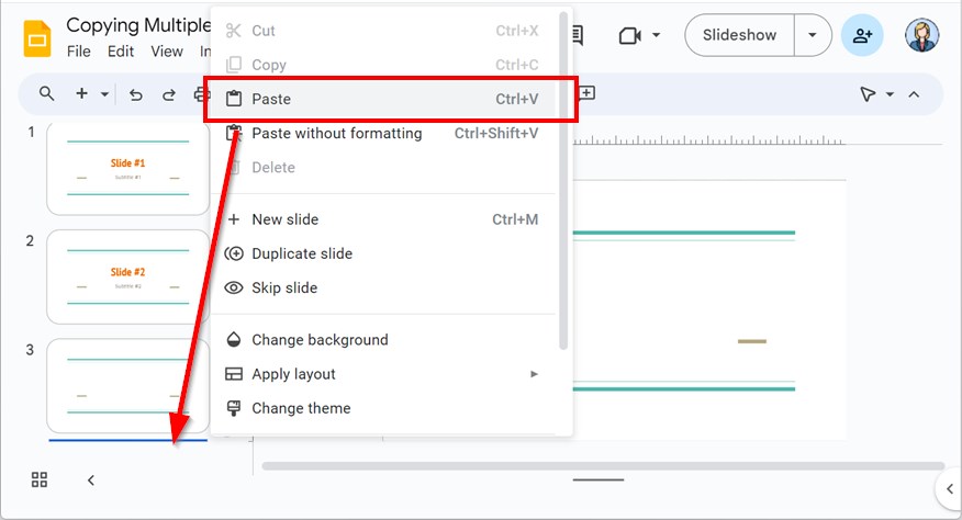 multiple copies of slides in google slides