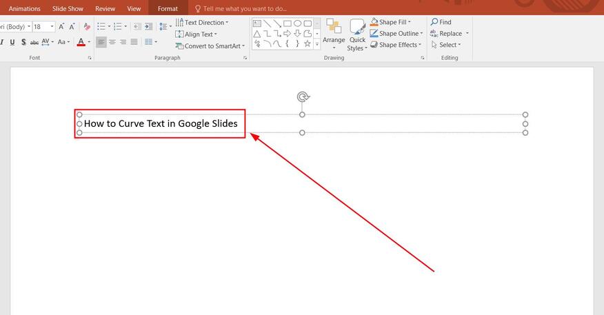 how to curve a text box in google slides