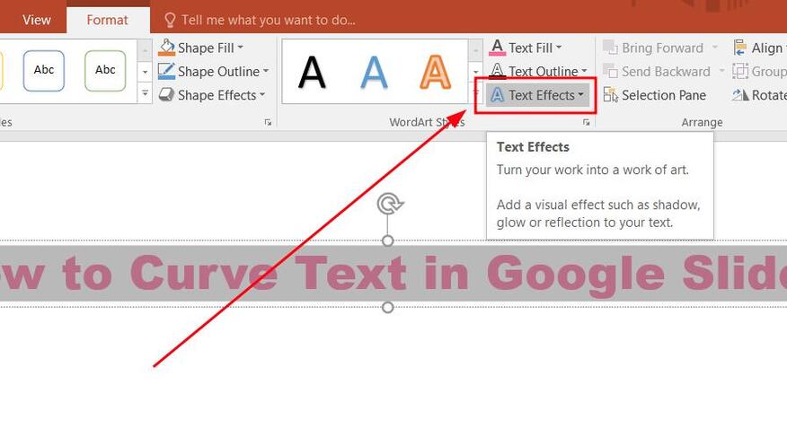 curve text on google slides