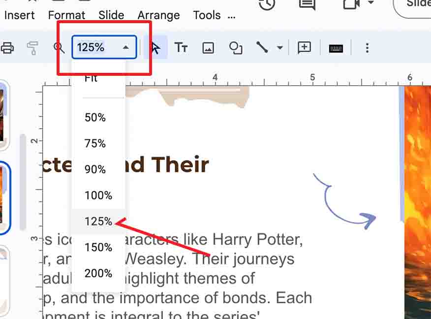 google slides zoom in