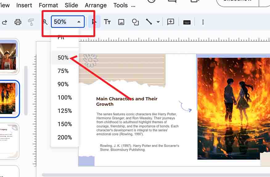 how to zoom out in google slides