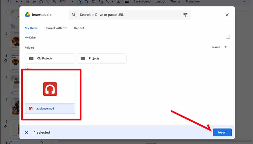 how to make sound effects on Google Slides