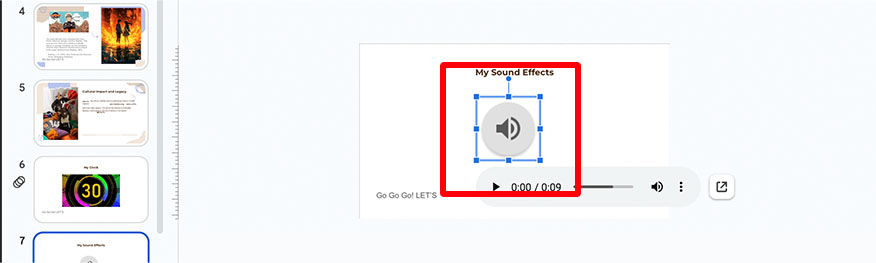 sound effects Google Slides