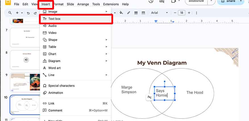 insert venn diagram in Google Slides