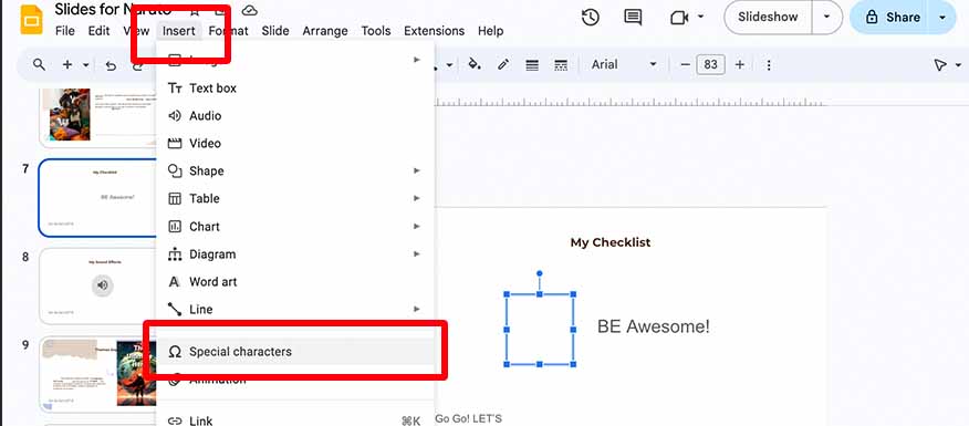 checkmark Google Slides