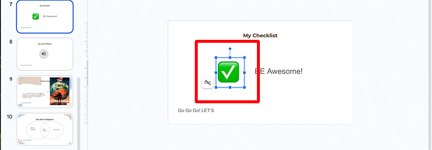 Google Slides check mark