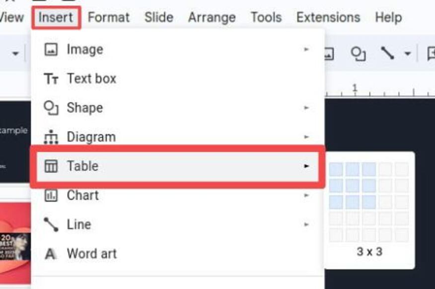 grid in Google Slides