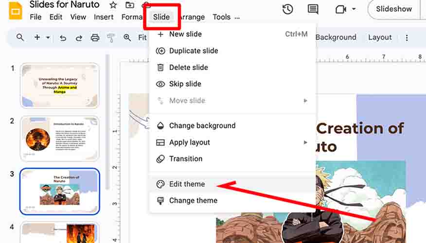 change footer in Google Slides