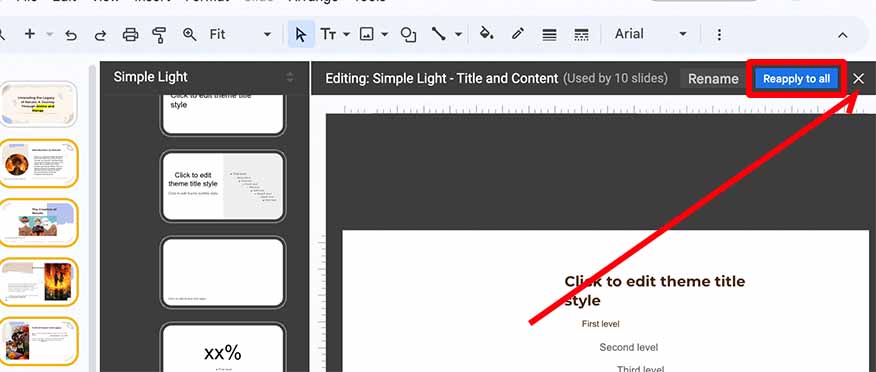 Google Slides footer edit