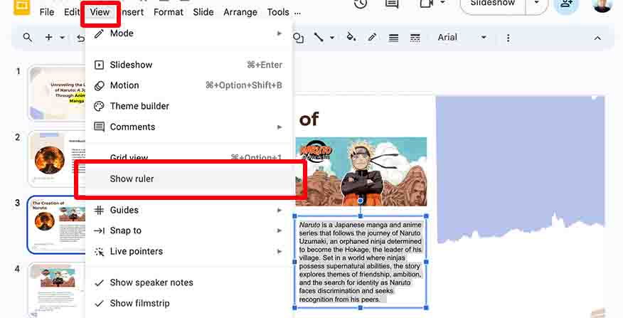 how to add hanging indent in Google Slides