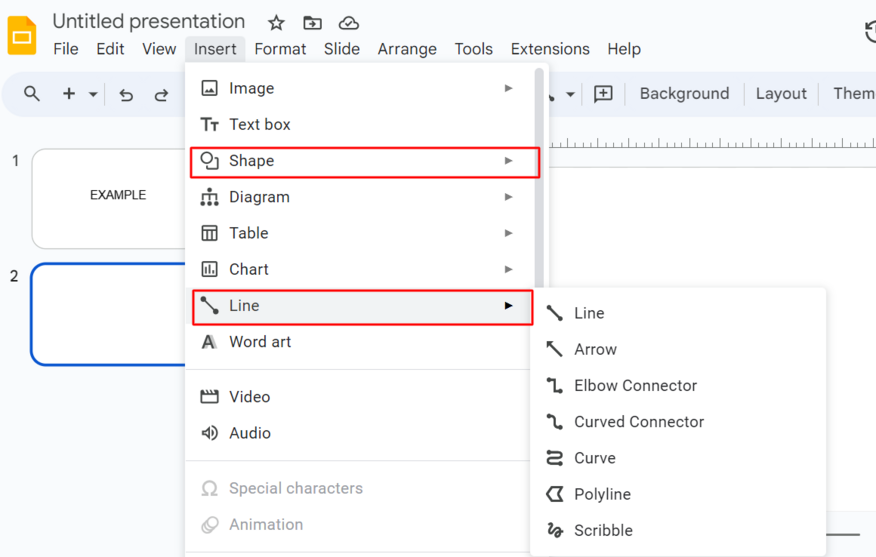 Google Slides drawing tool