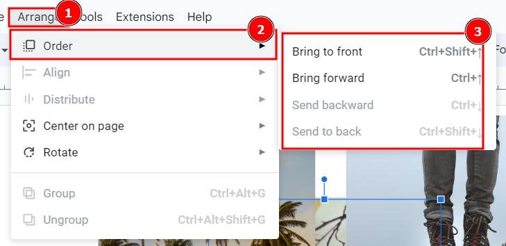 bring forward in Google Slides