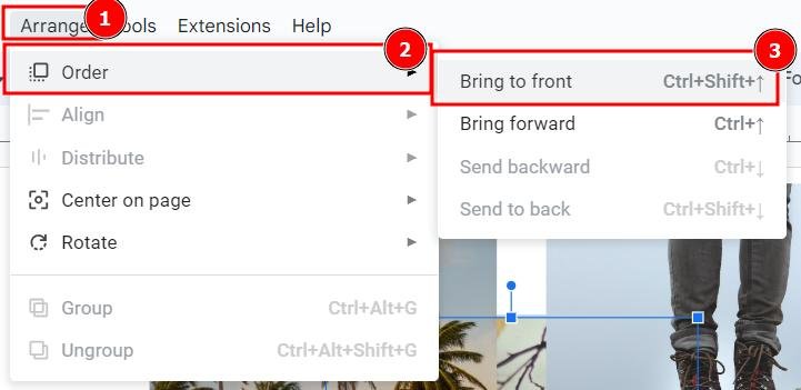 bring forward on Google Slides