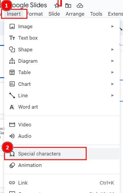 how to type fractions in Google Slides