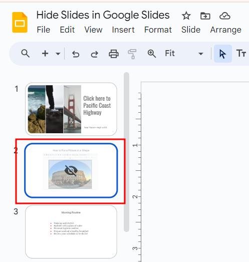 unhiding slide in Google Slides