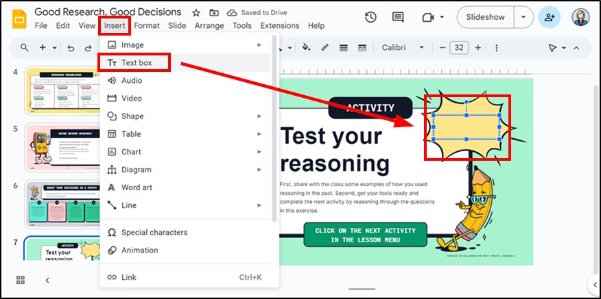 how to insert a timer on Google Slides