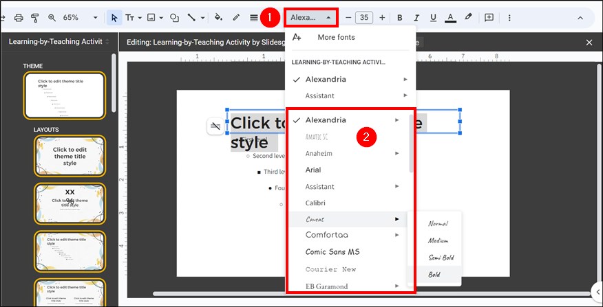 how to change font on all slides in Google Slides