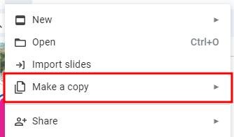 how to copy Google Slides presentations