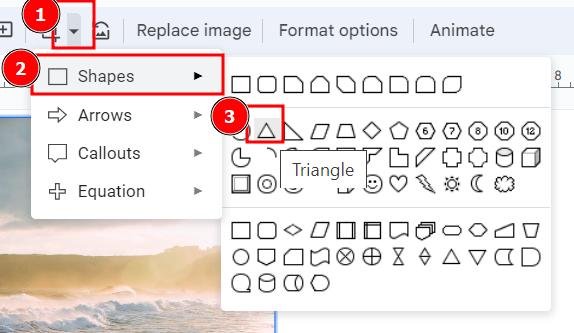 how to change the shape of an image on google slides